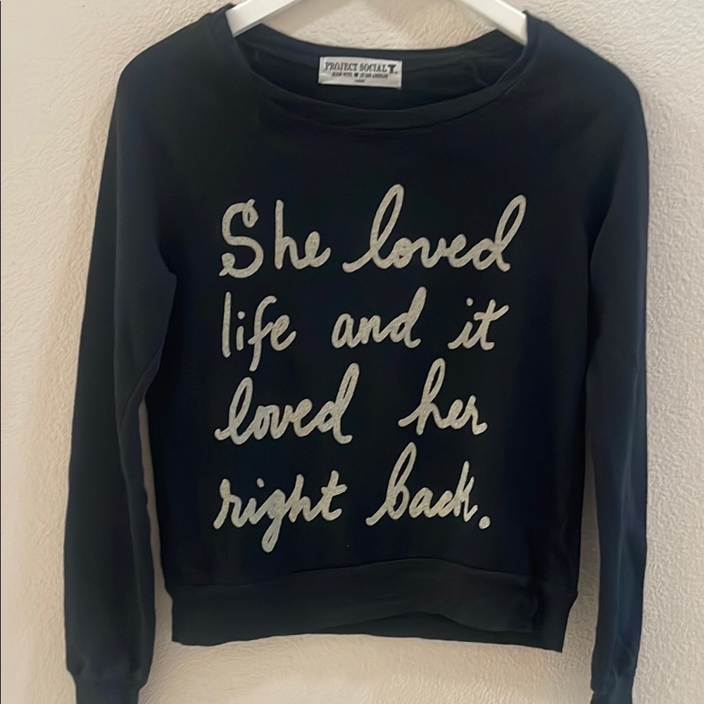 Black Sweatshirt with White Text